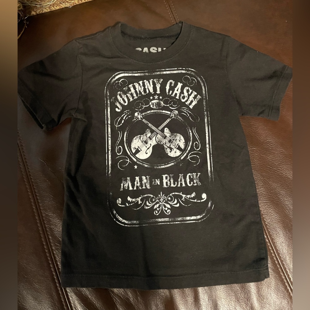 Johnny Cash Man in Black Tee, Unisex 4T